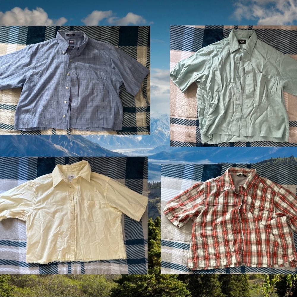 4 Classic Men's Plaid and Solid Button Down Shirts